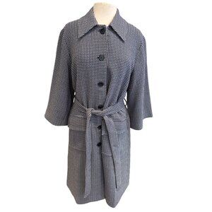 Houndstooth Linger Ln. Womens Coat With Belt - XL Polyester/Spandex Black/White